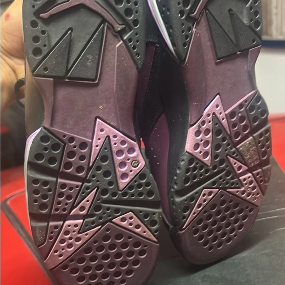 Jordan Retro 7 Black & Purple Girls Basketball Shoes